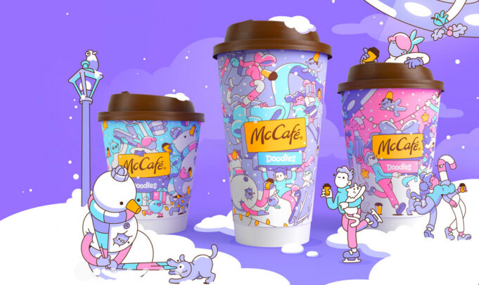 McDonald’s Doodles NFT holiday campaign blends festive coffee cups with digital collectibles