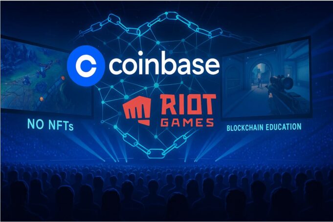 Coinbase joins Riot Games as exclusive blockchain partner, focusing on education, not NFTs, in a cautious return to esports.