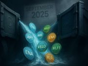 WLFI Launch Meets September Token Unlocks: $4.5B Supply Test for Crypto Markets Editorial illustration of crypto floodgates opening to release tokens like SUI, Aptos, Arbitrum, Velo, Ethena, and WLFI, symbolizing $4.5B in September token unlocks 2025.