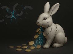 Uniswap v4 Hook Bunni Hack: Precision Bug Exposes $8M in Vulnerabilities Editorial illustration of a cracked rabbit figurine symbolizing the Bunni hack, leaking digital stablecoins and code fragments, with fractured hook shapes in the background to represent the Uniswap v4 exploit.