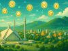 Pakistan Opens Licensing Doors to Global Crypto Firms, Offering Regulated Access to 40 Million Users Editorial illustration of Islamabad’s Faisal Mosque with digital ledger patterns overlaying the skyline, symbolizing Pakistan crypto licensing and regulation. Glowing network lines connect to icons of global crypto exchanges, highlighting international firms entering a $300B market serving 40M users. 16:9, no text overlays.