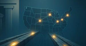 Coinbase Joins OCC Charter Race to Scale U.S. Crypto Payments Under Federal Oversight Coinbase OCC trust charter: parallel digital payment rails converge on a U.S. grid map, signaling federally supervised, nationwide crypto payments.