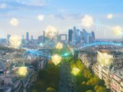 France Approves LISE, Europe’s First Tokenized Stock Exchange to Reinvent IPOs Bright daytime view of Paris La Défense with digital stock ticker and blockchain grid, symbolizing LISE France tokenized stock exchange.