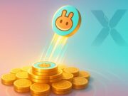 CakePad Goes Live: CAKE Jumps as PancakeSwap Expands Early-Access Launches Futuristic illustration of the PancakeSwap CakePad launch showing a CAKE token lifting from a golden digital launchpad with pastel pink, turquoise, and gold tones, symbolizing market growth after the X account hack.