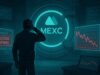 From Silence to Sorry: MEXC’s $3 Million Freeze and the Cost of Accountability A crypto trader stands before a locked digital vault glowing with the MEXC logo, symbolizing blocked account access and user frustration amid solvency rumors and transparency concerns.