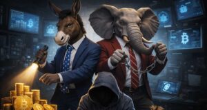 SAFE Crypto Act Targets Crypto Scams With Treasury-Led Enforcement and Stablecoin Recovery Democrats and Republicans rarely agree, but crypto crime has become a rare point of bipartisan alignment. In this illustration, the donkey and the elephant stand side by side, signaling a joint political effort to crack down on scams, fraud, and illicit activity in digital asset markets.
