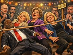 Why the US Crypto Market Structure Bill Keeps Slipping Satirical illustration of US lawmakers dancing limbo as crypto CEOs watch nervously, symbolizing stalled negotiations over crypto market structure legislation.