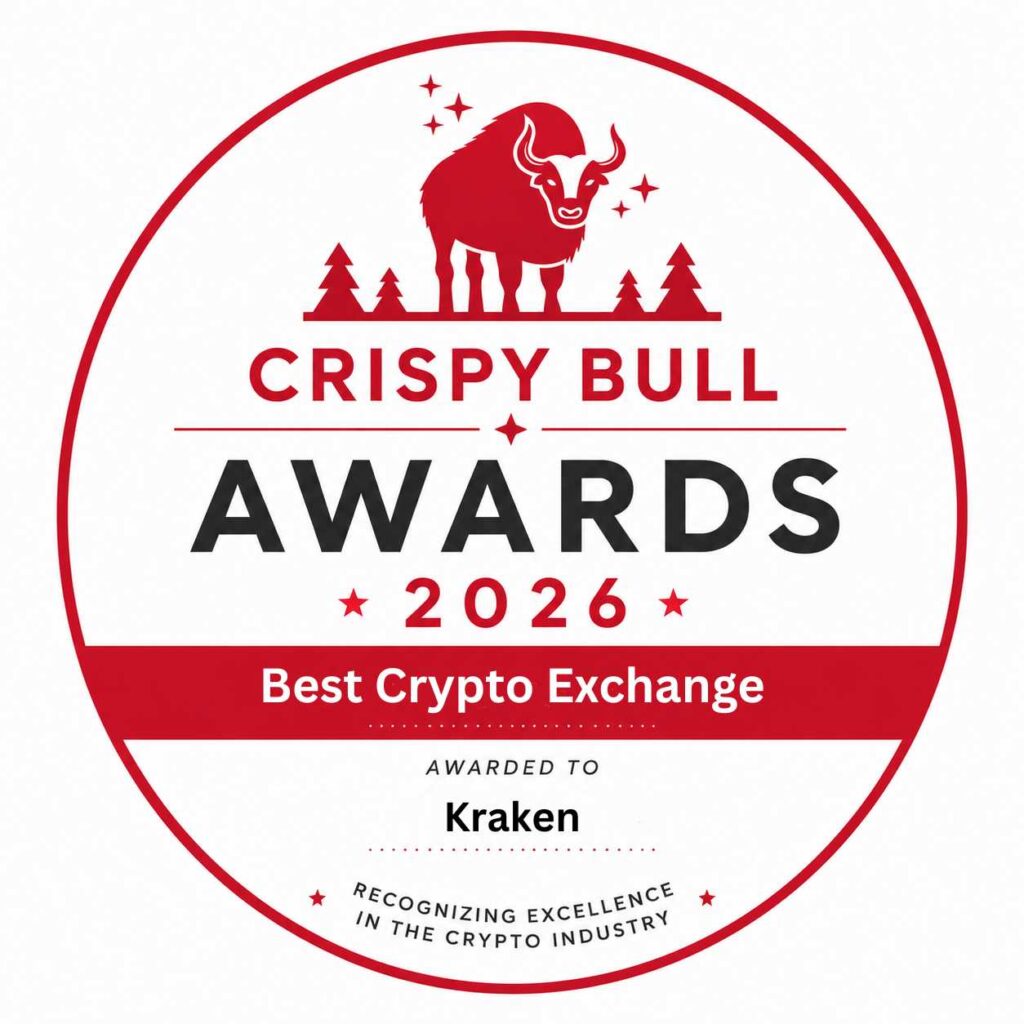 Best Crypto Exchange award certificate presented by CrispyBull Awards 2026 to Kraken
